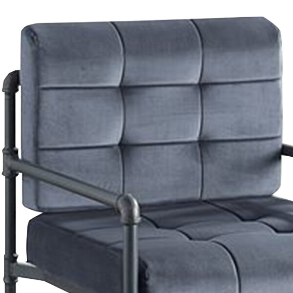 Accent Chair with Tufted Velvet Seat and Metal Frame, Gray