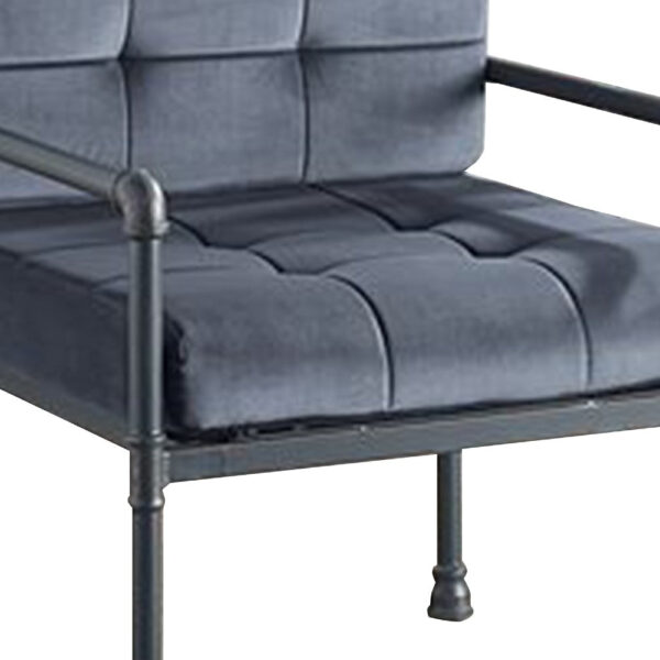 Accent Chair with Tufted Velvet Seat and Metal Frame, Gray