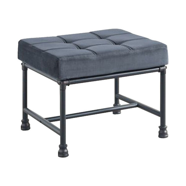 13022026698f19ff33e33.jpeg Ottoman with Tufted Velvet Seat and Metal Frame, Gray