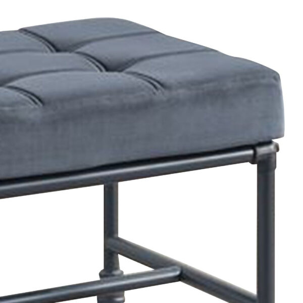 13022026698f1a00cb4b9.jpeg Ottoman with Tufted Velvet Seat and Metal Frame, Gray