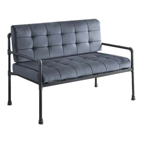 Loveseat with Tufted Velvet Seat and Metal Frame, Gray