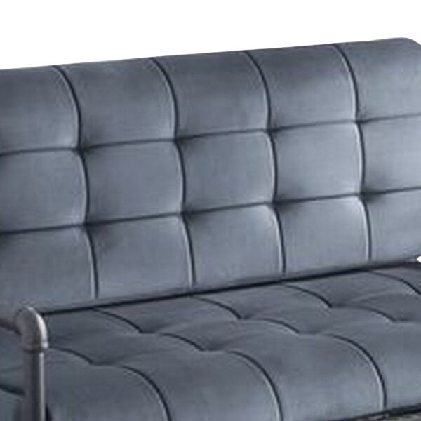 Loveseat with Tufted Velvet Seat and Metal Frame, Gray