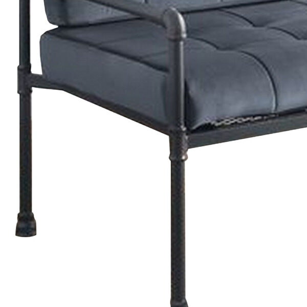 Loveseat with Tufted Velvet Seat and Metal Frame, Gray