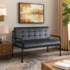 Loveseat with Tufted Velvet Seat and Metal Frame, Gray