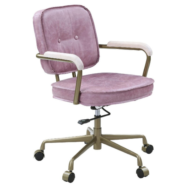 13022026698f1a22dec96.jpeg Office Chair with Leather Seat and Button Tufted Back, Pink