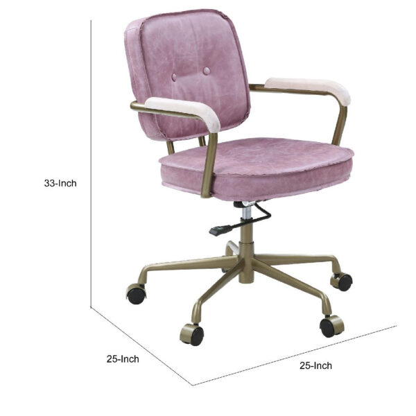 13022026698f1a28aa350.jpeg Office Chair with Leather Seat and Button Tufted Back, Pink