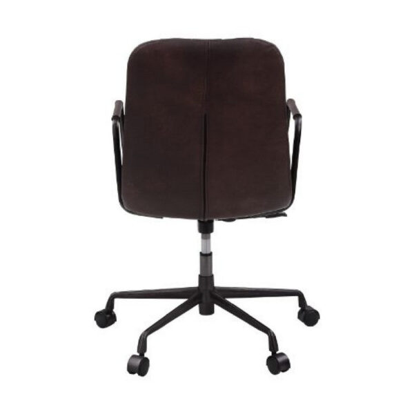 Office Chair with Leather Seat and Channel Stitching, Dark Brown