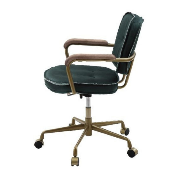 13022026698f1a3ade223.jpeg Office Chair with Leather Seat and Button Tufted Back, Green
