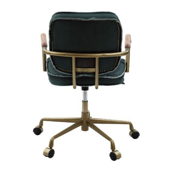 13022026698f1a3c52d1d.jpeg Office Chair with Leather Seat and Button Tufted Back, Green
