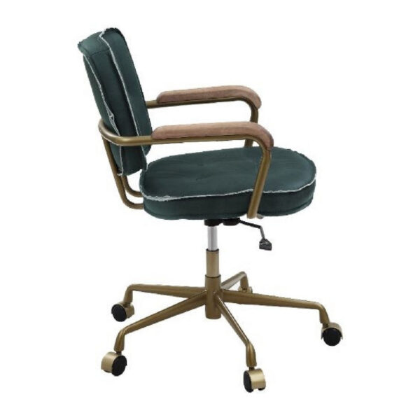 13022026698f1a3e39658.jpeg Office Chair with Leather Seat and Button Tufted Back, Green
