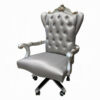 13022026698f1a4349d8d.jpeg Office Chair with Leatherette Seat and Crowned Back, Silver