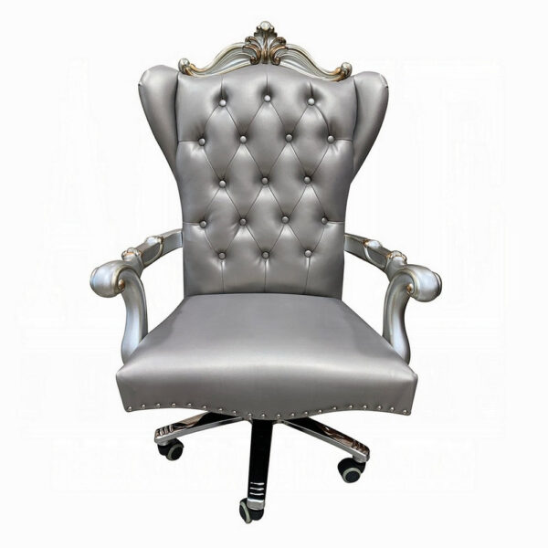 13022026698f1a44bcc3b.jpeg Office Chair with Leatherette Seat and Crowned Back, Silver