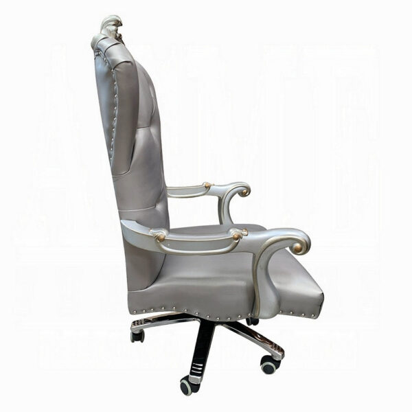 13022026698f1a487ffb0.jpeg Office Chair with Leatherette Seat and Crowned Back, Silver