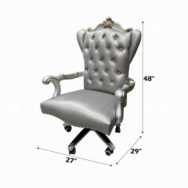 13022026698f1a4a23233.jpeg Office Chair with Leatherette Seat and Crowned Back, Silver