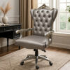13022026698f1a4e9c0d7.jpeg Office Chair with Leatherette Seat and Crowned Back, Silver