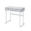 Writing Desk with 2 Drawers and Faux Marble Top, Gray