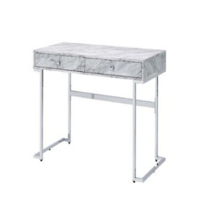 13022026698f1a50d29a4.jpeg Writing Desk with 2 Drawers and Faux Marble Top, Gray