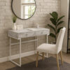 Writing Desk with 2 Drawers and Faux Marble Top, Gray