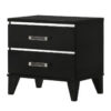 Nightstand with 2 Drawers and Metal Trim, Black