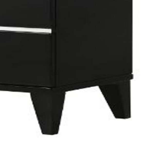 Nightstand with 2 Drawers and Metal Trim, Black