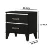 Nightstand with 2 Drawers and Metal Trim, Black