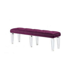 13022026698f1a6a5cb96.jpeg Accent Bench with Tufted Velvet Seat and Mirrored Legs, Purple