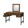 Vanity Desk with 4 Drawers and Square Mirror, Brown and Black