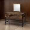 Vanity Desk with 4 Drawers and Square Mirror, Brown and Black