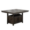 Wooden Counter Height Table with Cabinet and Butterfly Leaf, Gray