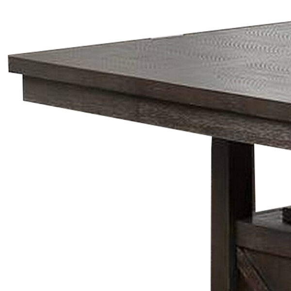 Wooden Counter Height Table with Cabinet and Butterfly Leaf, Gray