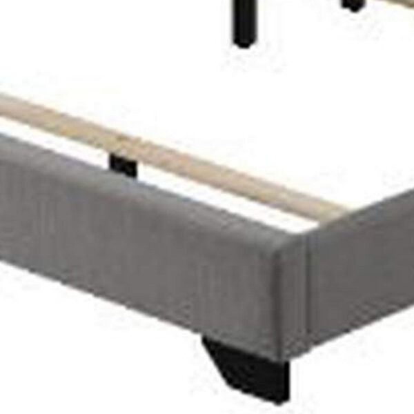 13022026698f1a946d8dc.jpeg Queen Size Bed with Fabric Upholstery and Nailhead Accent, Gray