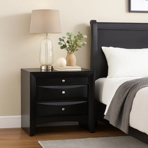 Contemporary 2 Drawer Wood Nightstand By Ireland , Black