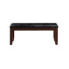 Leather Upholstered Wooden Bench With Tufted Seat, Espresso Brown & Black