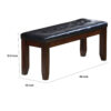 Leather Upholstered Wooden Bench With Tufted Seat, Espresso Brown & Black