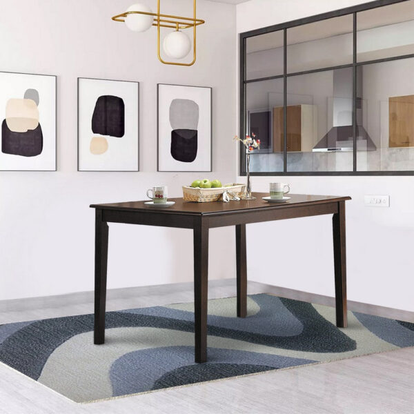 Wooden Dining Table With Tapered Legs, Espresso Brown