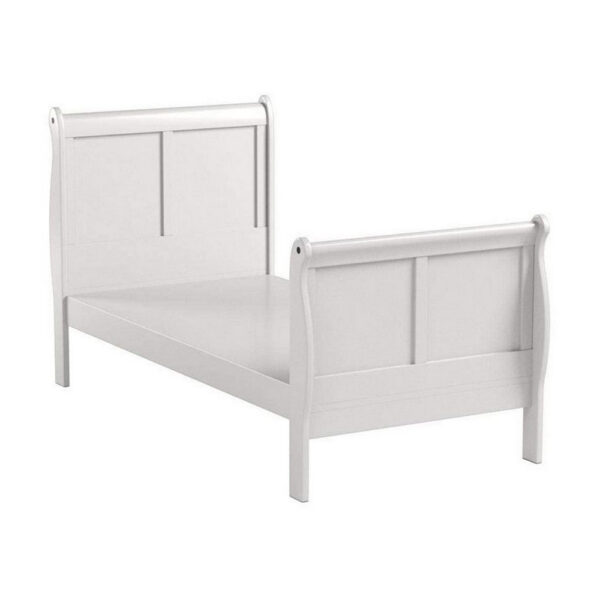 Sophisticated Contemporary Style Twin Size Sleigh Bed, White