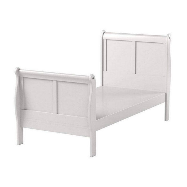 Sophisticated Contemporary Style Twin Size Sleigh Bed, White