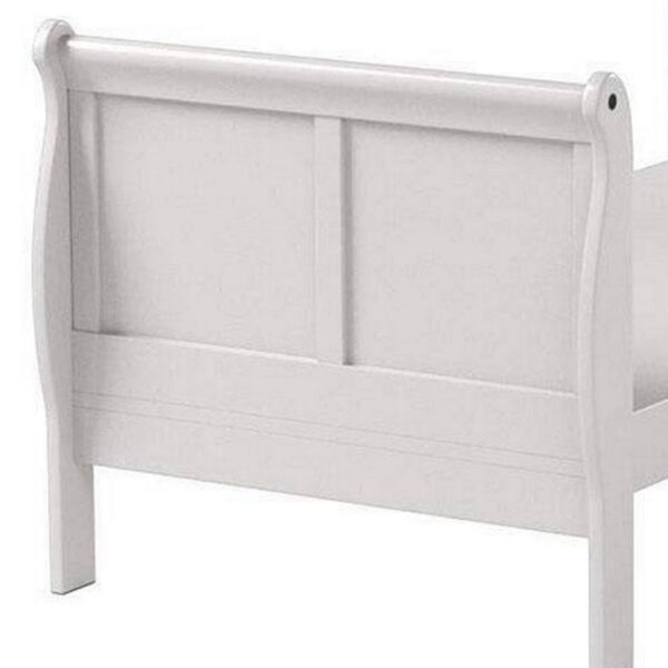 Sophisticated Contemporary Style Twin Size Sleigh Bed, White
