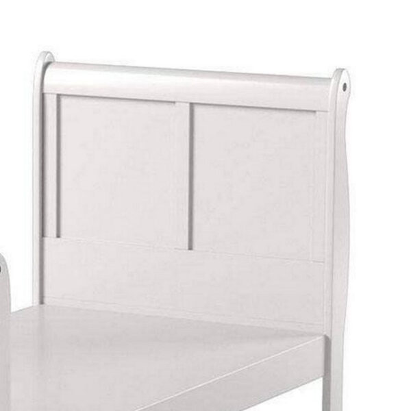 Sophisticated Contemporary Style Twin Size Sleigh Bed, White