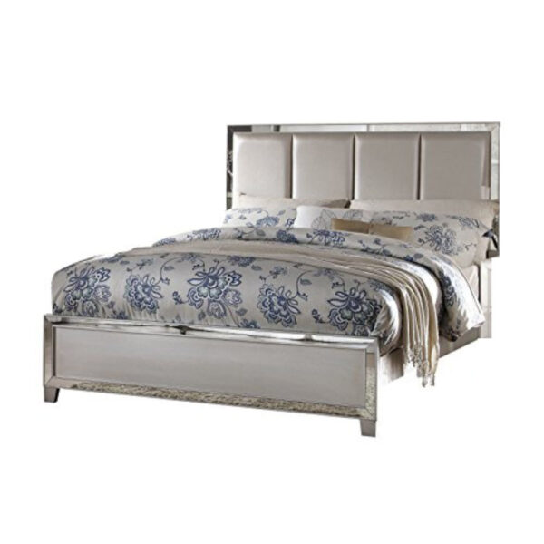 140220266990eda4b8fb5.jpeg Contemporary Style Elegant Queen Size Bed With Padded Headboard, Gold