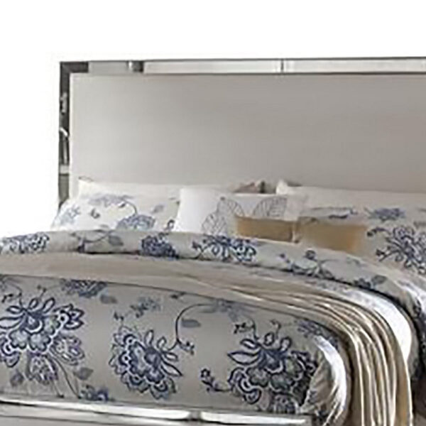 Stylish And Deluxe Queen Size Panel Bed, Silver