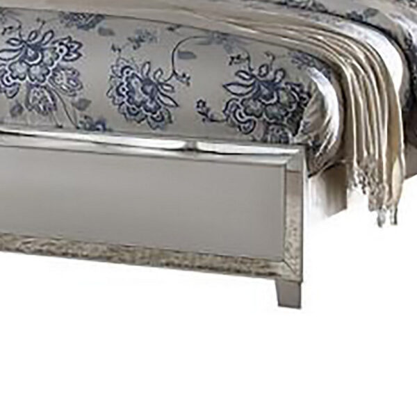 Stylish And Deluxe Queen Size Panel Bed, Silver