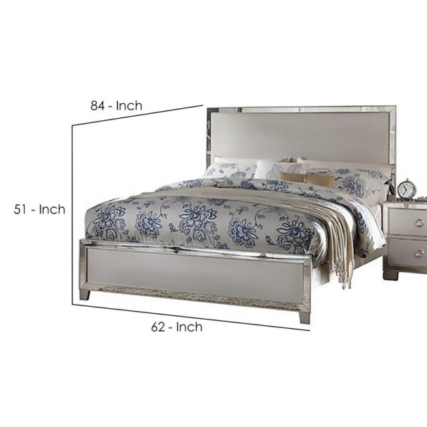 Stylish And Deluxe Queen Size Panel Bed, Silver