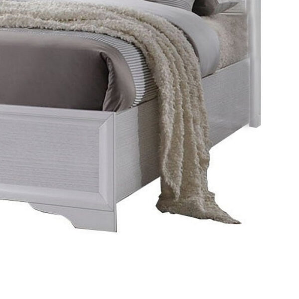 Wooden Twin Size bed with Bracket Legs and Crystal Accented Headboard, White