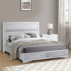 Classy Queen Size Bed With Storage, White