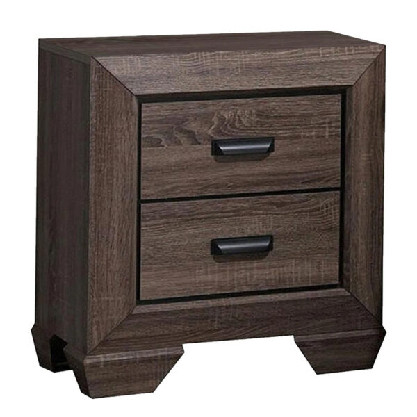 Two Drawer Nightstand With Scalloped Feet In Weathered Gray Grain Finish