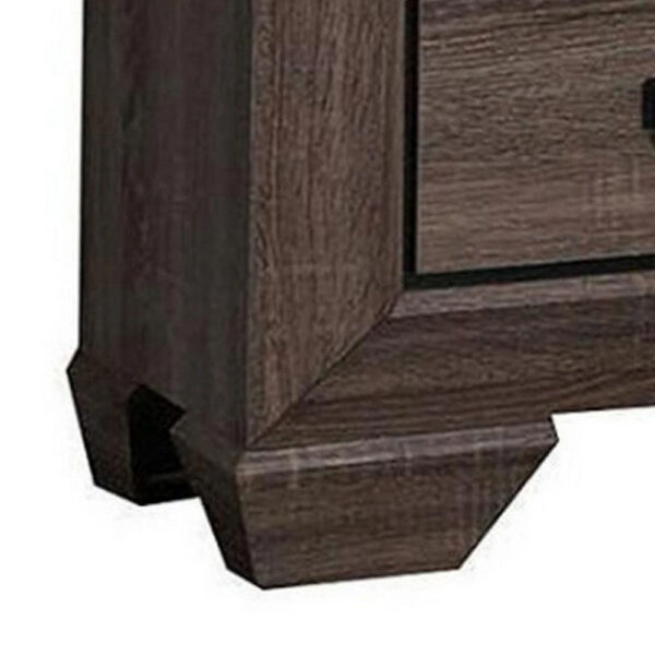 Two Drawer Nightstand With Scalloped Feet In Weathered Gray Grain Finish