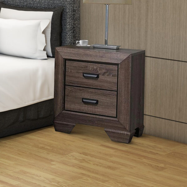 Two Drawer Nightstand With Scalloped Feet In Weathered Gray Grain Finish