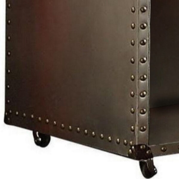 140220266990eddc03835.jpeg Rectangular Nightstand With USB Power Dock And Caster Legs In Aluminum Finish