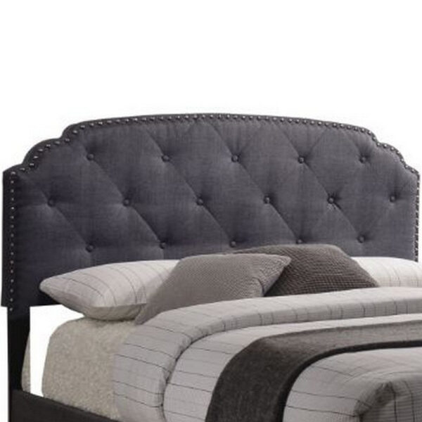 Modern Queen Bed, Gray Fabric